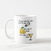 Vier het leven, grappige uitspraken cadeau koffiemok (Links)