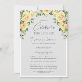 Vier het leven van 4 foto Yellow Rose begrafenis Kaart