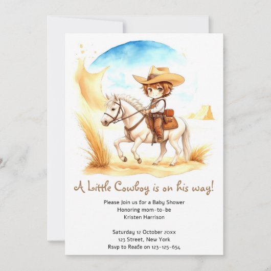 Vier het Little Cowboy Baby shower Kaart (Voorkant)