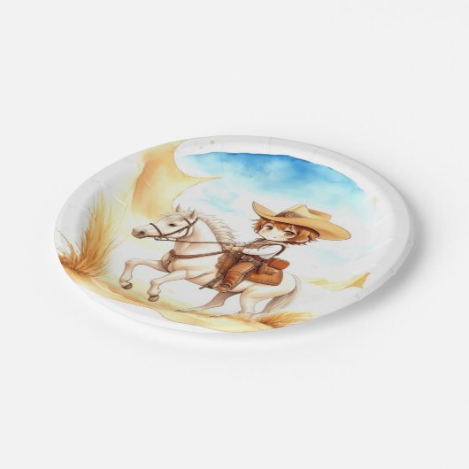 Vier het Little Cowboy Baby shower Papieren Bordje (Gekanteld)