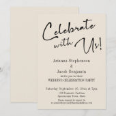 "Vier het mee met ons!" Eenvoudige Crème Trouwfees Kaart (Voorkant / Achterkant)