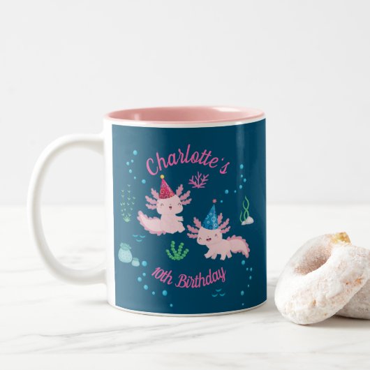 Vier het met Axolotl Magic Tweekleurige Koffiemok (Met donut)