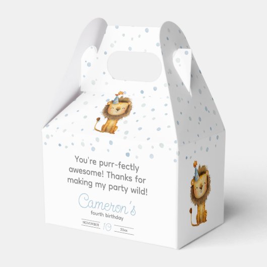 Vier het met een brul! Boy's Lion Verjaardag Bedankdoosjes (Voorkant Zijde)