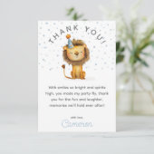 Vier het met een brul! Boy's Lion Verjaardag Bedankkaart (Staand voorkant)