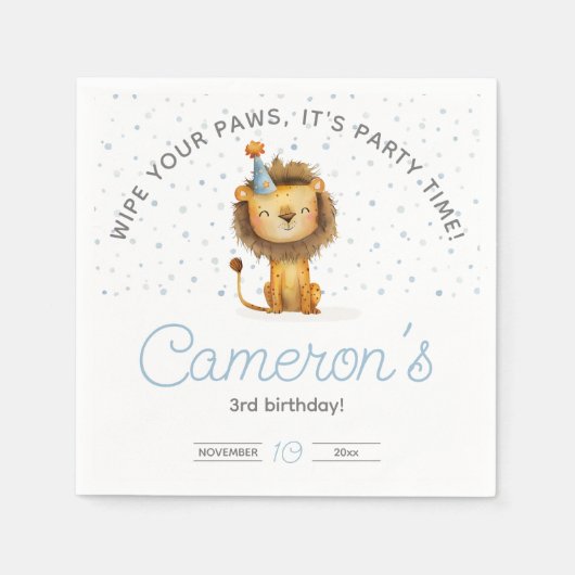 Vier het met een brul! Boy's Lion Verjaardag Servet (Voorkant)