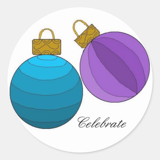 Vier het met Kerstversiering Ronde Sticker (Voorkant)