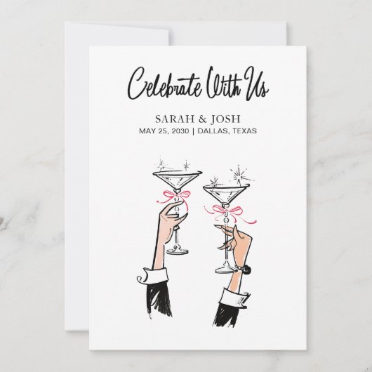 Vier het met ons Black & White Simple Champagne Kaart (Voorkant)