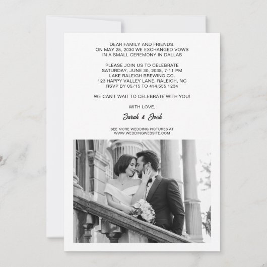 Vier het met ons Black & White Simple Champagne Kaart (Achterkant)