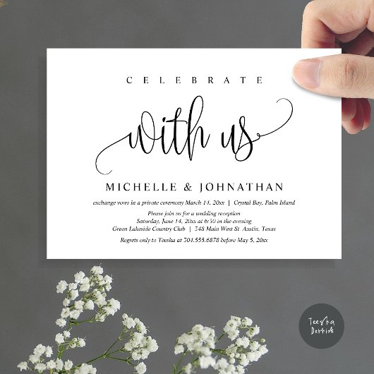 Vier het met ons, Bruiloft Elopement Feest Kaart