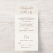 Vier het met ons bruiloft receptie crème all in one uitnodiging (Binnenkant)