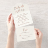 Vier het met ons bruiloft receptie crème all in one uitnodiging (Uittrekbaar)