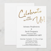 "Vier het met ons!" Eenvoudige Gouden Huwelijksfee Kaart (Voorkant / Achterkant)