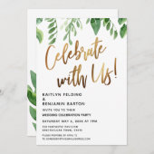 Vier het met ons! Gouden Kalligrafie met Greenery Kaart (Voorkant / Achterkant)