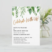 Vier het met ons! Gouden kalligrafie met groen Kaart (Staand voorkant)