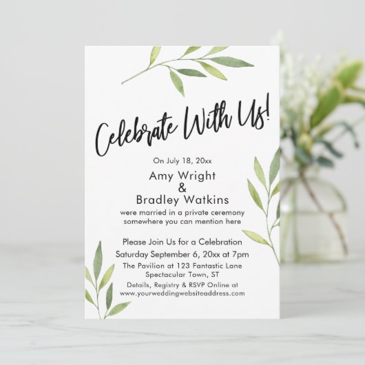 Vier het met ons! Groen waterverfblad Kaart (Staand voorkant)