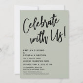 Vier het met ons! Handschrift Sage Green Kaart (Voorkant)