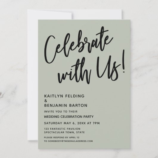 Vier het met ons! Handschrift Sage Green Kaart (Voorkant)