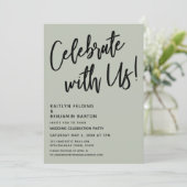 Vier het met ons! Handschrift Sage Green Kaart (Staand voorkant)