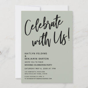 Vier het met ons! Handschrift Sage Green Kaart
