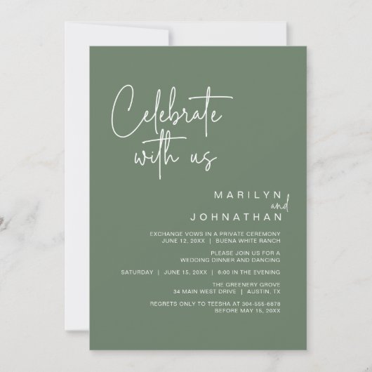 Vier het met ons, Intieme huwelijksdinerfeest Kaart (Voorkant)