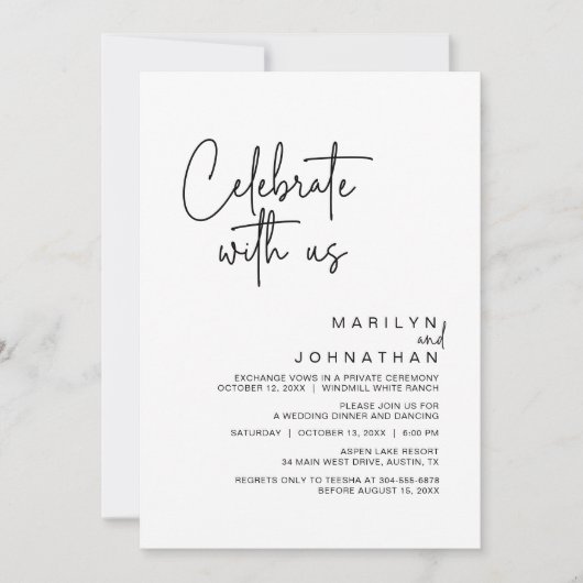 Vier het met ons, Modern Wedding Reception Party Kaart (Voorkant)