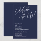 Vier het met ons! Moderne Elegante Marine Ontvangs Kaart (Voorkant / Achterkant)