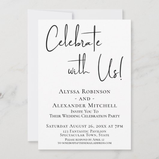 Vier het met ons! Moderne handschrift receptie Kaart (Voorkant)