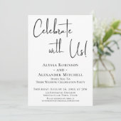 Vier het met ons! Moderne handschrift receptie Kaart (Staand voorkant)