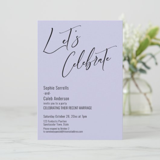 Vier het met ons! Moderne Lavendel Ontvangst Kaart (Staand voorkant)