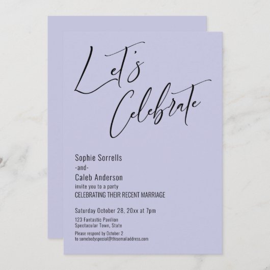 Vier het met ons! Moderne Lavendel Ontvangst Kaart (Voorkant / Achterkant)