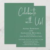 Vier het met ons! Moderne Ontvangst Pretty Green Kaart (Voorkant / Achterkant)