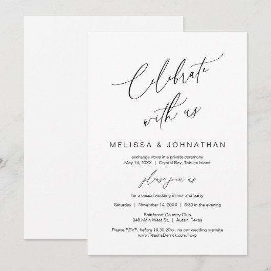 Vier het met ons, moderne trouw-ontsnapping kaart (Voorkant / Achterkant)