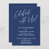 Vier het met Ons! Moderne Trouwfeest Navy Kaart (Voorkant / Achterkant)