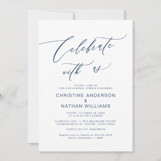 Vier het met ons, Navy Blue, Repetitie Diner Kaart (Voorkant)