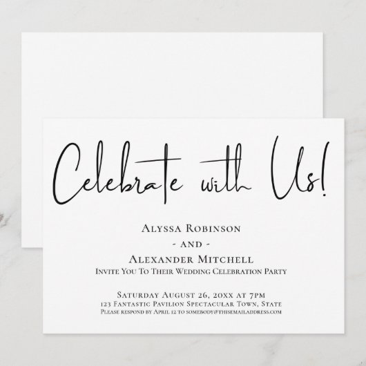 Vier het met ons! Ontvangst met moderne handschrif Kaart (Voorkant / Achterkant)