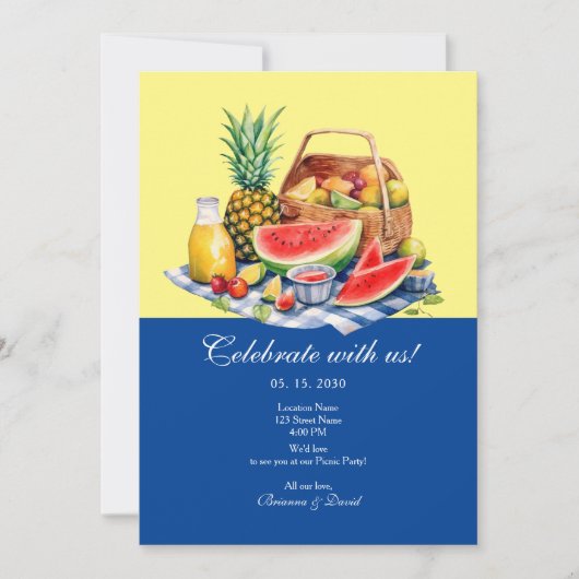 Vier het met ons picknick bruiloft receptie kaart (Voorkant)