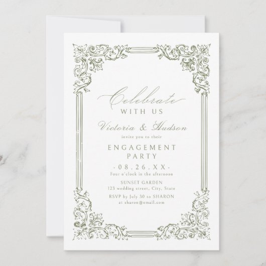 Vier het met ons! Sage Green  Verloving Kaart (Voorkant)