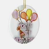 Vier het met onze speelse verjaardagsgroet Happy Keramisch Ornament (Rechts)