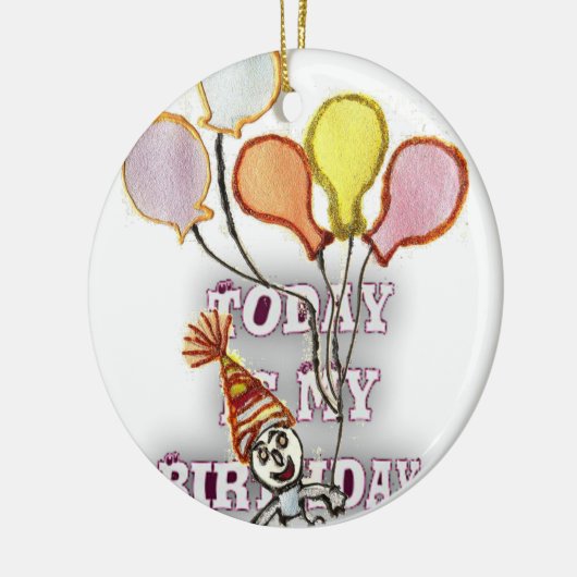 Vier het met onze speelse verjaardagsgroet Happy Keramisch Ornament (Links)