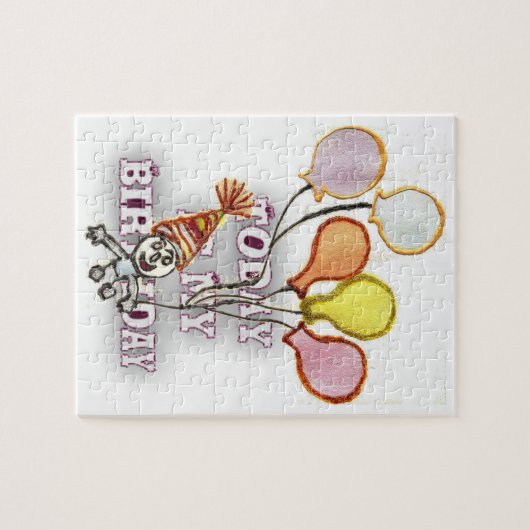 Vier het met onze speelse verjaardagsgroet Happy Legpuzzel (Horizontaal)