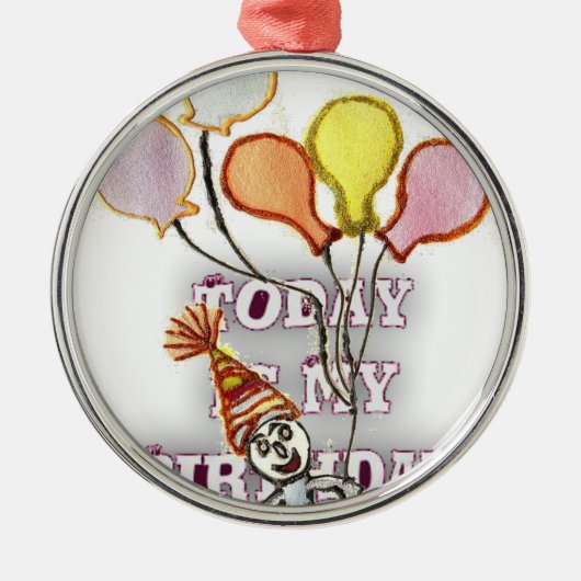 Vier het met onze speelse verjaardagsgroet Happy Metalen Ornament (Voorkant)