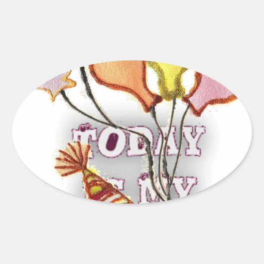 Vier het met onze speelse verjaardagsgroet Happy Ovale Sticker (Voorkant)