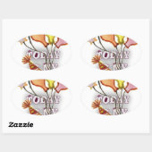 Vier het met onze speelse verjaardagsgroet Happy Ovale Sticker (Vel)