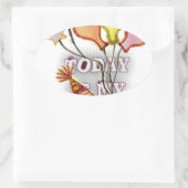 Vier het met onze speelse verjaardagsgroet Happy Ovale Sticker (Tas)