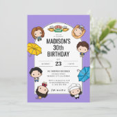 Vier het met VRIENDEN! Aangepaste Chibi Art Verjaa Kaart (Staand voorkant)