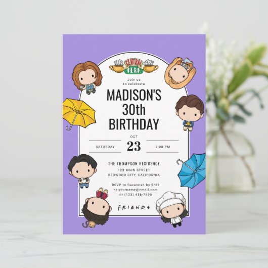 Vier het met VRIENDEN! Aangepaste Chibi Art Verjaa Kaart (Staand voorkant)