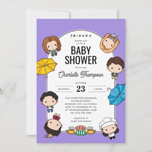 Vier het met VRIENDEN! Chibi Art Baby shower Kaart (Voorkant)