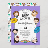 Vier het met VRIENDEN! Chibi Art Baby shower Kaart (Voorkant / Achterkant)