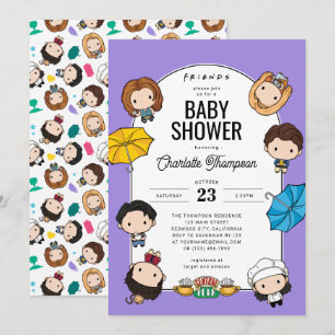 Vier het met VRIENDEN! Chibi Art Baby shower Kaart