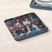 Vier het nieuwe jaar en Feestdagen met Pitbull Dog Bier Onderzetter (Linkerzijde)